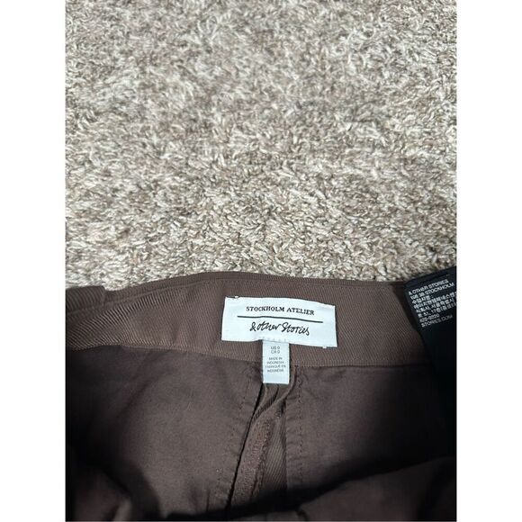 & Other Stories Tapered Cuff Trousers Pants Dark Brown High Rise Womens Size 0 - Picture 4 of 12